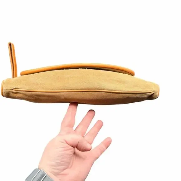 Vintage Latinas Suede Leather Clutch Wristlet Tan Made in Italy - Picture 4 of 10